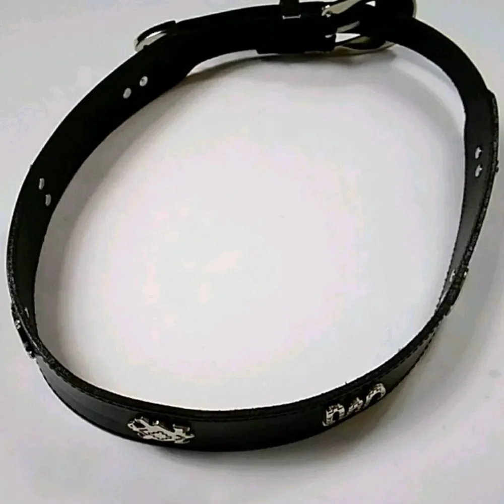Vintage Metal & Leather Women Black Belt Cowboy